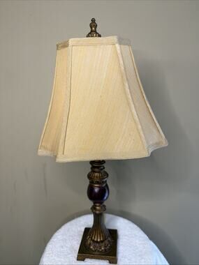Tuscan Mediterranean 24” Table Lamp Red Gold Shade Mid-Century Modern Vintage